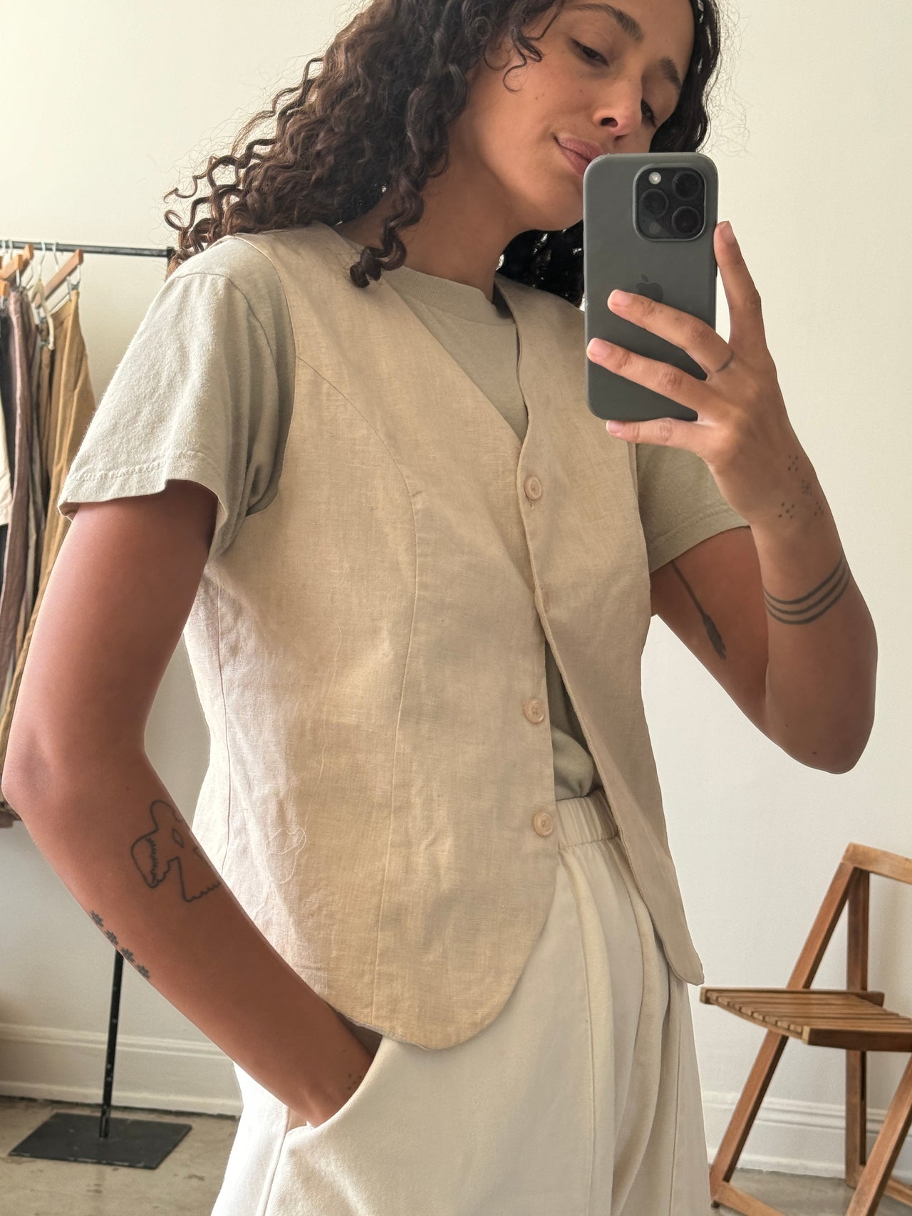 Linen Cream Vest