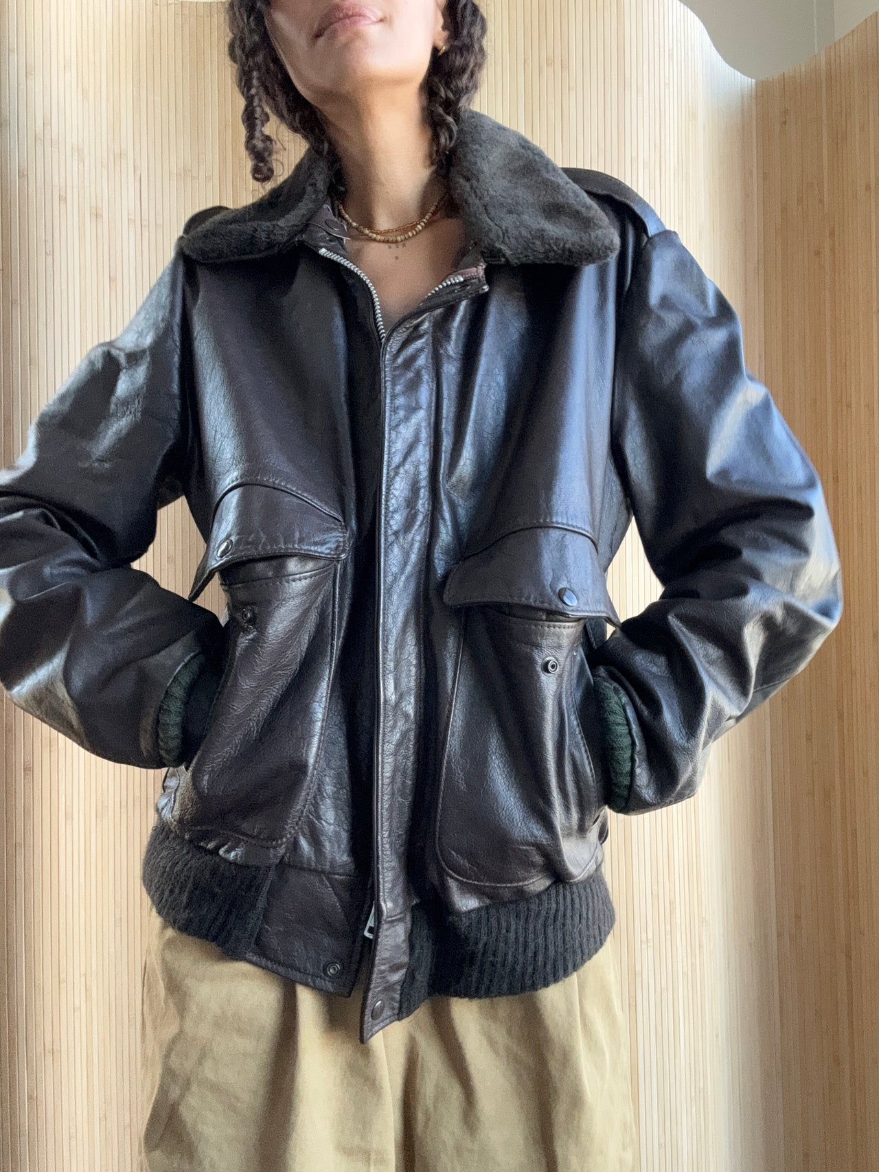 perfect vintage leather bomber jacket