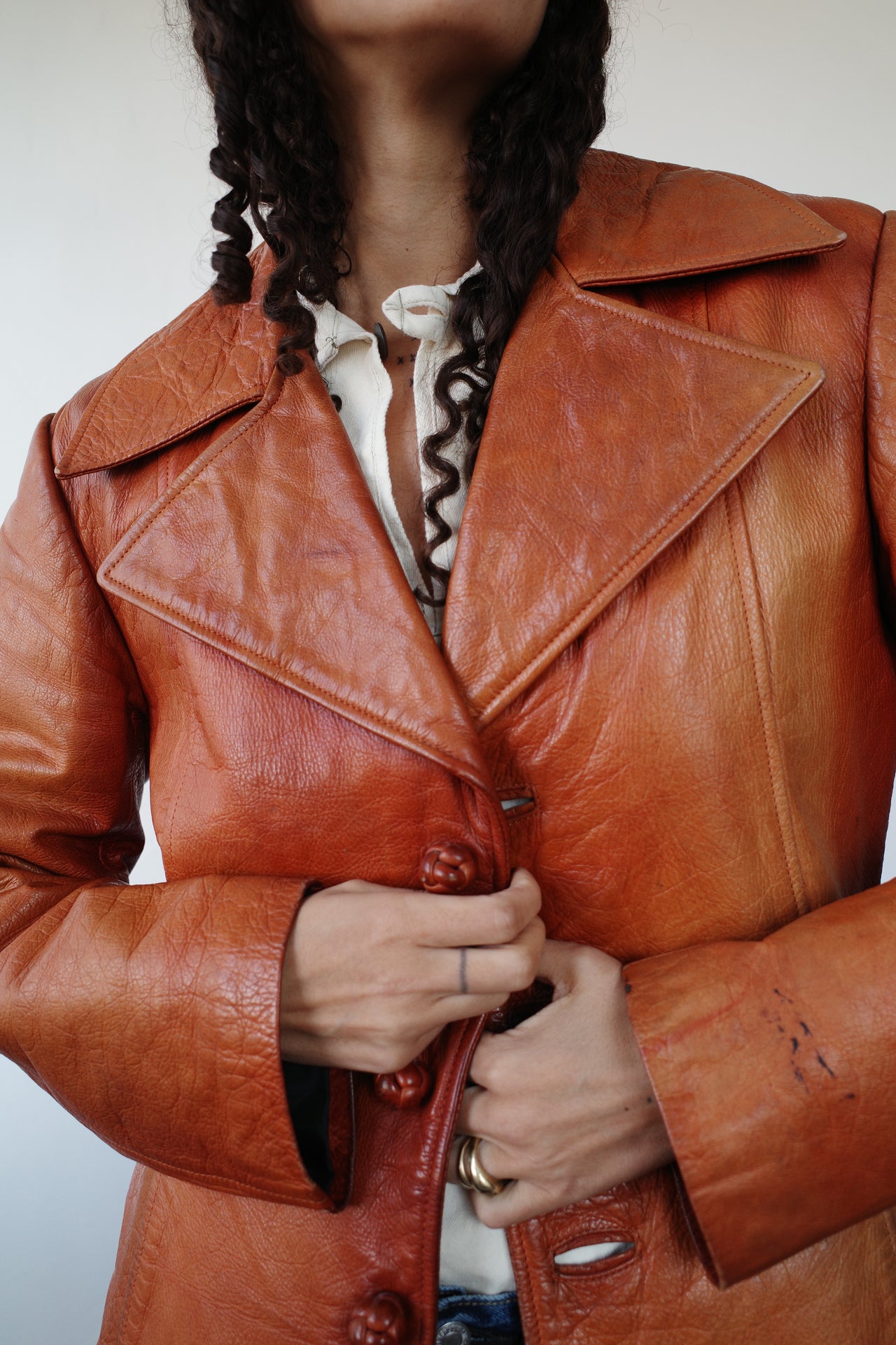 vintage seventies leather coat