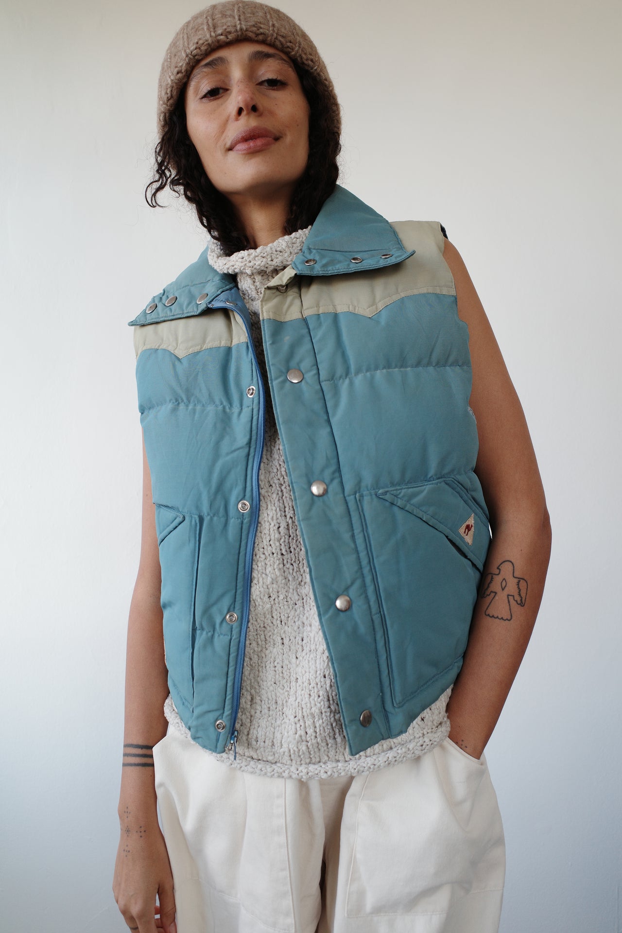 vintage seventies "camel" puffer vest