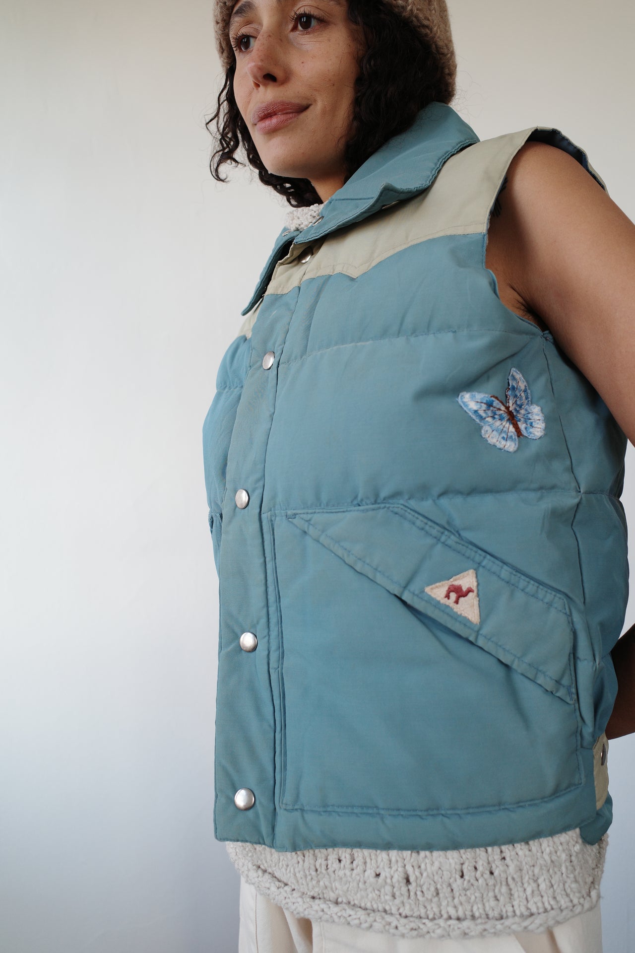 vintage seventies "camel" puffer vest